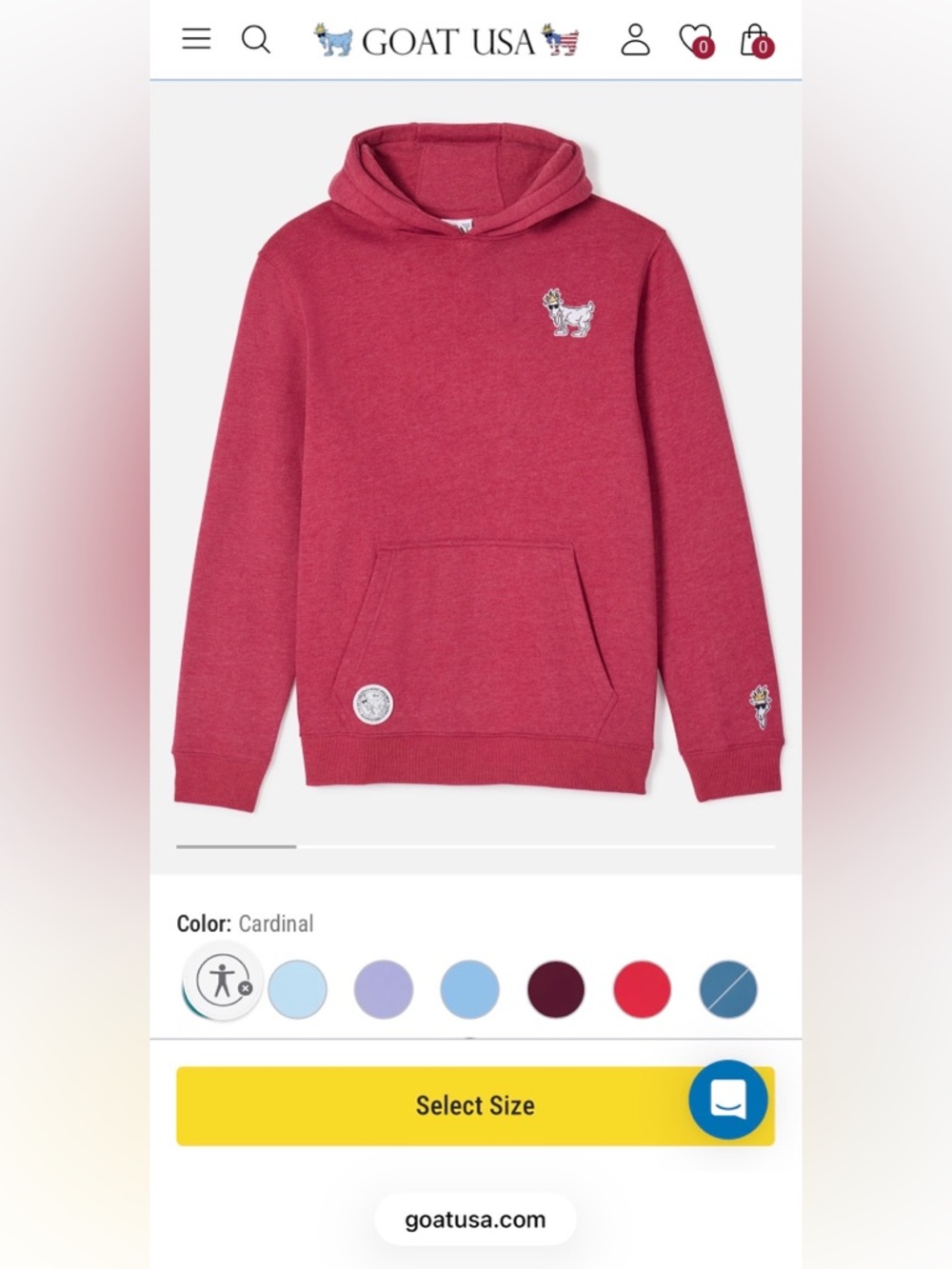 GOAT USA Kids' Cardinal Hoodie Sweatshirt, youth XL